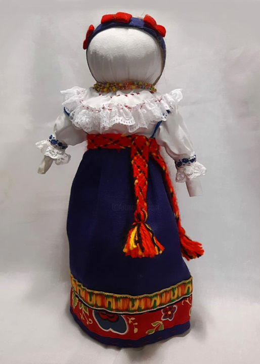 Sculptuur getiteld "Ethnic doll. The ma…" door Valentina Monastyrnaya, Origineel Kunstwerk, Hout