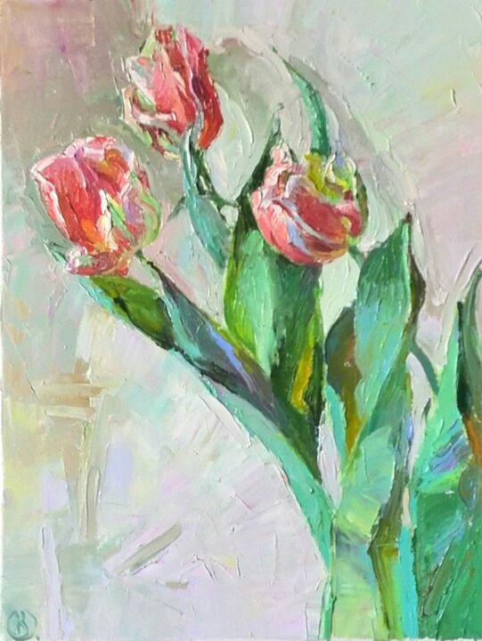 Painting titled "Мартовский букет" by Валентина Олемпиюк-Винникова, Original Artwork, Oil