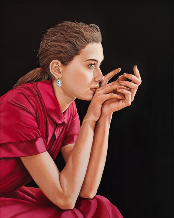 Painting titled "La scelta ponderata…" by Valentina Porcelli, Original Artwork, Oil Mounted on Wood Stretcher frame