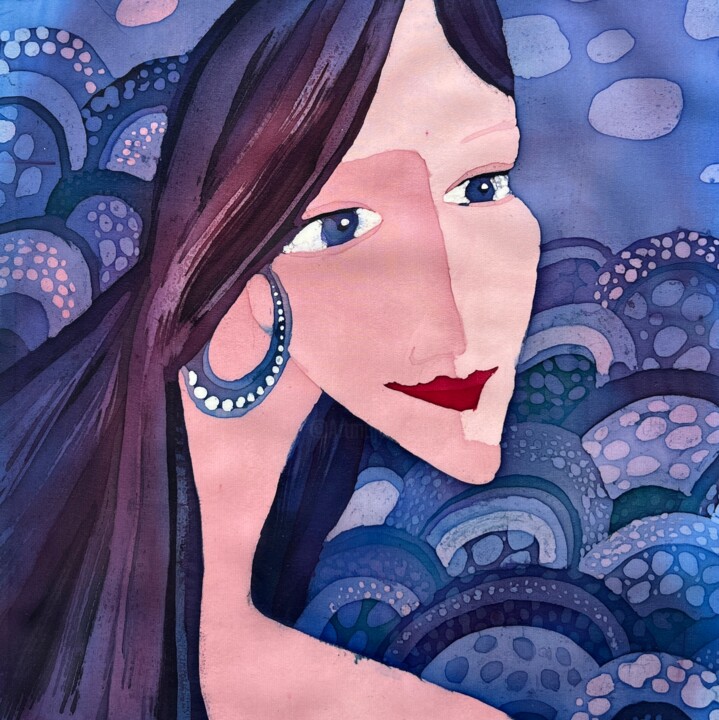 Painting titled "Women and the Sea" by Valentina Pushkareva, Original Artwork, Acrylic