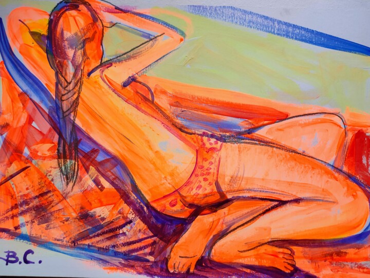 绘画 标题为“Пляж оранжевый зага…” 由Valentina Samoilik-Artyushenko, 原创艺术品, 丙烯