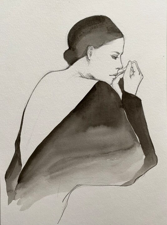 Malarstwo zatytułowany „Female figure” autorstwa Valentina Shatokhina, Oryginalna praca, Ołówek