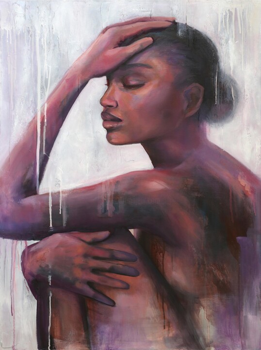 绘画 标题为“Black beauty-Living…” 由Valentina Shatokhina, 原创艺术品, 油 安装在木质担架架上