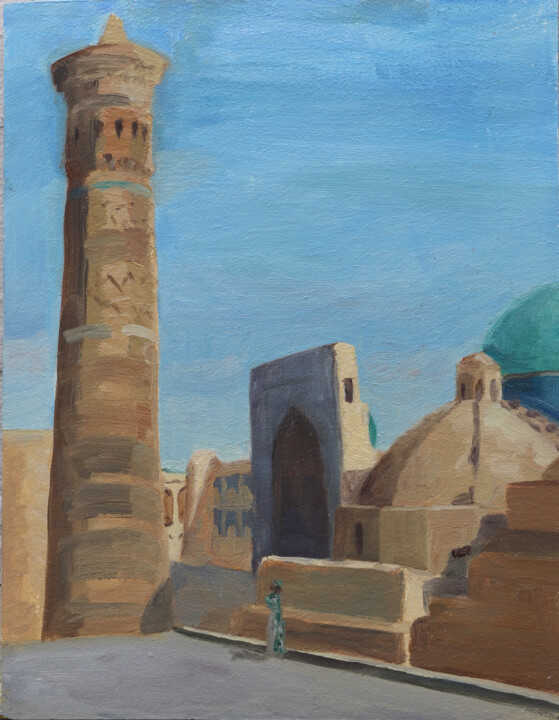 Картина под названием "Kalyan minaret" - Valentina Timchenko, Подлинное произведение искусства, Масло Установлен на Деревянн…