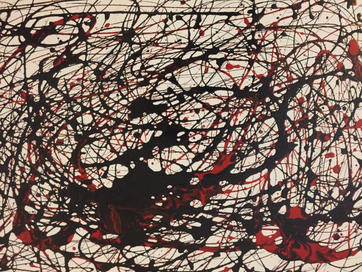 Painting titled "Le rouge et le noir" by Valentina Topal, Original Artwork, Enamel