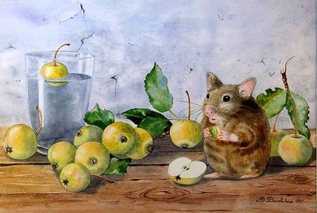 Картина под названием "Paradise apples and…" - Valentina Valevskaya, Подлинное произведение искусства, Масло