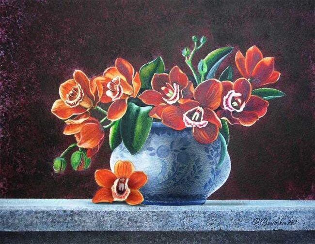 Картина под названием "Орхидея 2" - Valentina Valevskaya, Подлинное произведение искусства, Масло