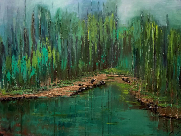 Painting titled "Forest monologue" by Valentina Reina, Original Artwork, Oil