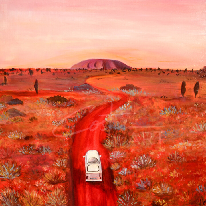 Painting titled "Direction Uluru" by Valentine Costes Art, Original Artwork, Acrylic