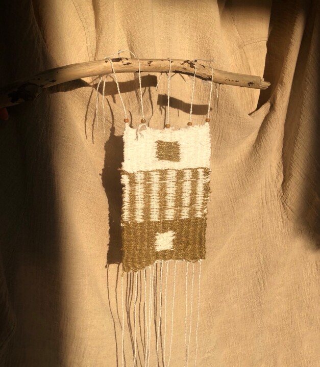 Sztuka tkaniny zatytułowany „Tissage sable et iv…” autorstwa Valentine Marzais, Oryginalna praca, Gobelin Zamontowany na Inn…
