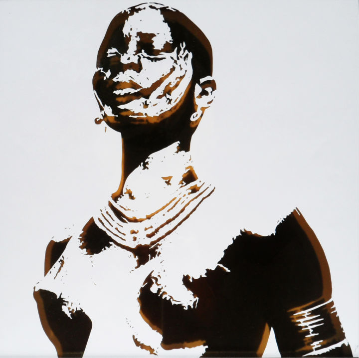 Collages intitulée "Gold Dinka" par Shalala, Œuvre d'art originale, Papier