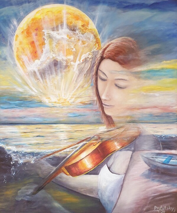 Painting titled "La musique est part…" by Valentyn Prylutskyy, Original Artwork, Oil