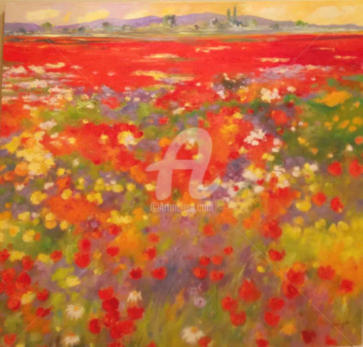Peinture intitulée "Rojo natural" par Valeri Farràs, Œuvre d'art originale, Huile
