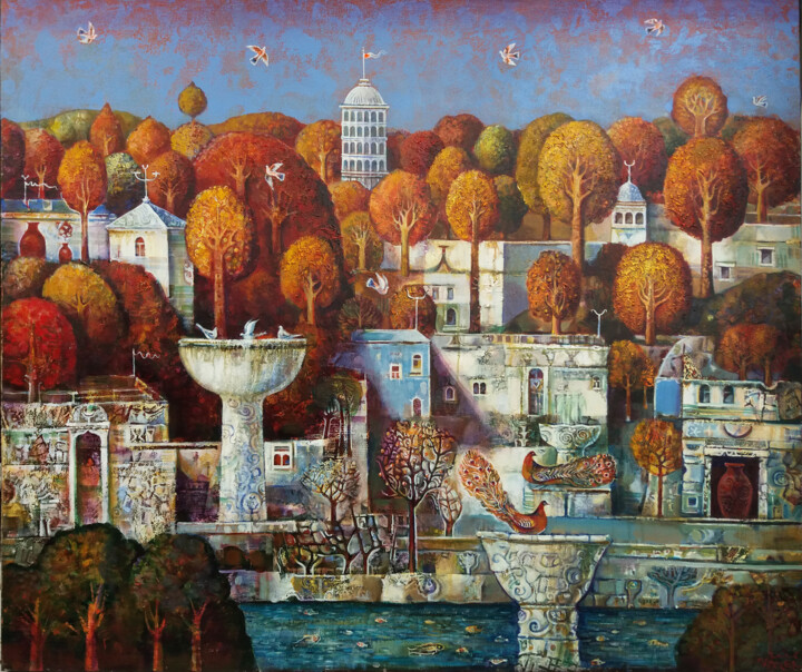 Ζωγραφική με τίτλο "Secret gardens" από Valeri Zenov (Valer), Αυθεντικά έργα τέχνης, Ακρυλικό Τοποθετήθηκε στο Ξύλινο φορείο…