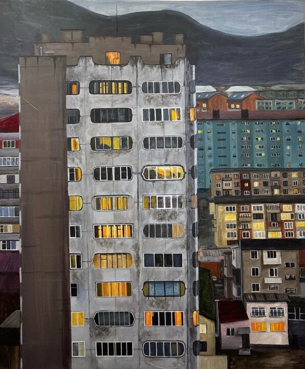 Painting titled "Apartment" by Valeria Deminova, Original Artwork, Acrylic