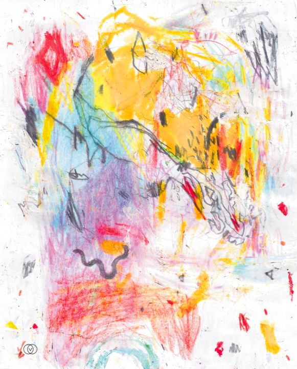 Dessin intitulée "Dancing Yellow" par Valeria Terán, Œuvre d'art originale, Pastel