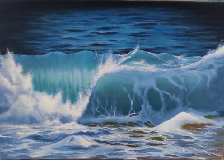 Картина под названием "море" - Валерия Булгакова, Подлинное произведение искусства, Масло Установлен на Деревянная рама для…