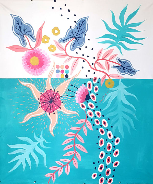 Pintura titulada "Corales. Pintura or…" por Valeria Cis, Obra de arte original, Acrílico