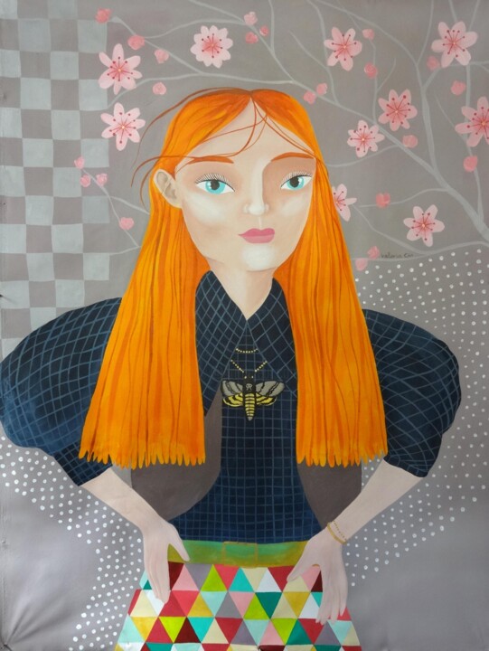 Malerei mit dem Titel "Ruth. Retrato de mu…" von Valeria Cis, Original-Kunstwerk, Acryl