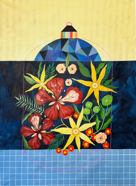 Painting titled "La Casa de las flor…" by Valeria Cis, Original Artwork, Acrylic