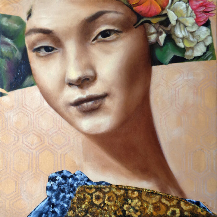 Painting titled "Portrait I" by Valeria Feliú, Original Artwork, Oil