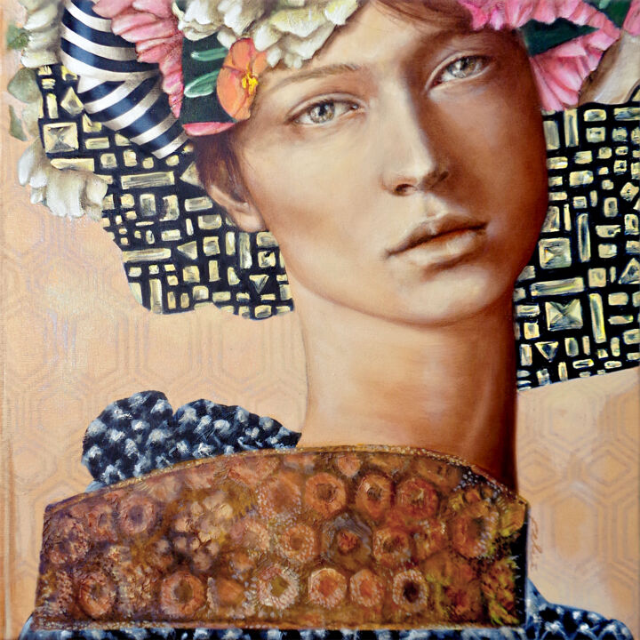 Peinture intitulée "Portrait III" par Valeria Feliú, Œuvre d'art originale, Huile