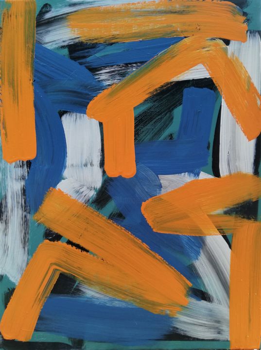 Peinture intitulée "L’orange bleue" par Valérian Fuster, Œuvre d'art originale, Acrylique