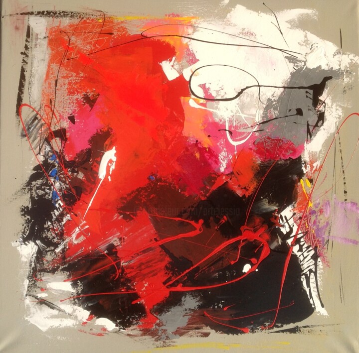 Painting titled "colpo di rosso" by Valeriano Lessio, Original Artwork, Enamel