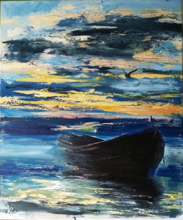 Malerei mit dem Titel "Thunderstorm Vibrat…" von Valeriia Radziievska, Original-Kunstwerk, Öl Auf Keilrahmen aus Holz montie…