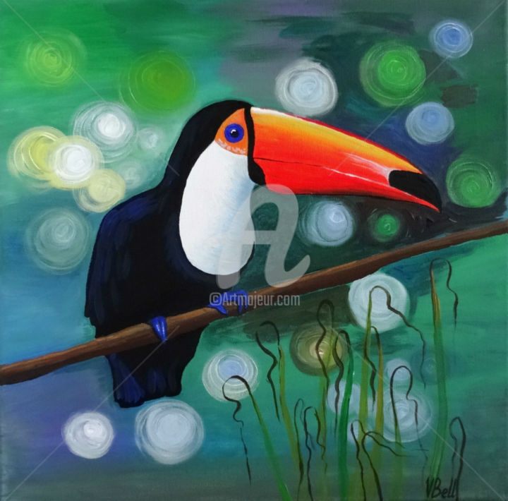 Картина под названием "Toucan" - Valeria Belogurova, Подлинное произведение искусства, Акрил