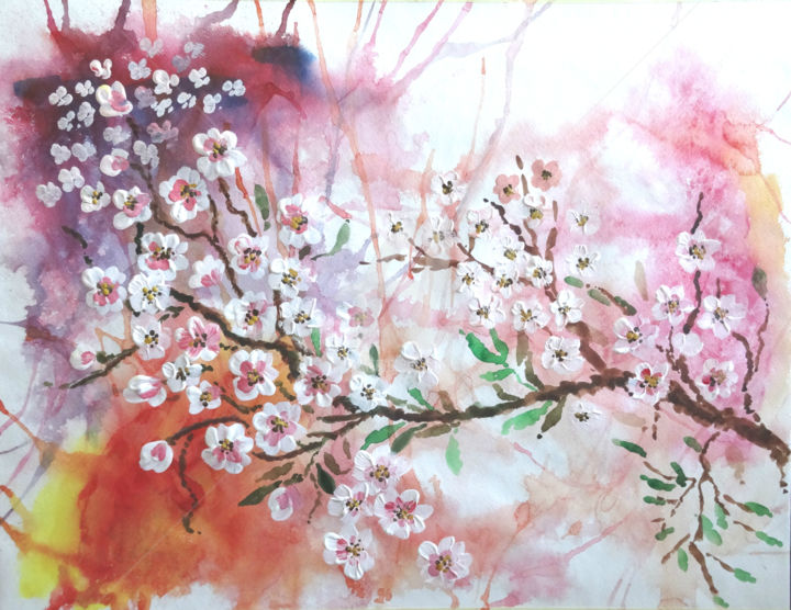 绘画 标题为“Bloom, sakura flowe…” 由Valeria Belogurova, 原创艺术品, 丙烯
