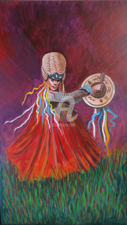 Painting titled "Shaman, shaman rite…" by Valeria Belogurova, Original Artwork, Acrylic