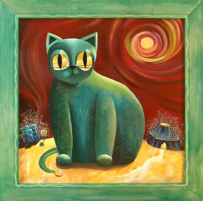 Painting titled "Le Chat de cirque" by Valerie Albertosi, Original Artwork