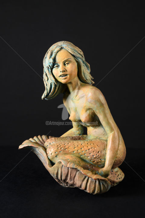 Sculpture titled "Fraîcheur des Océan…" by Valerie Barrault, Original Artwork, Clay