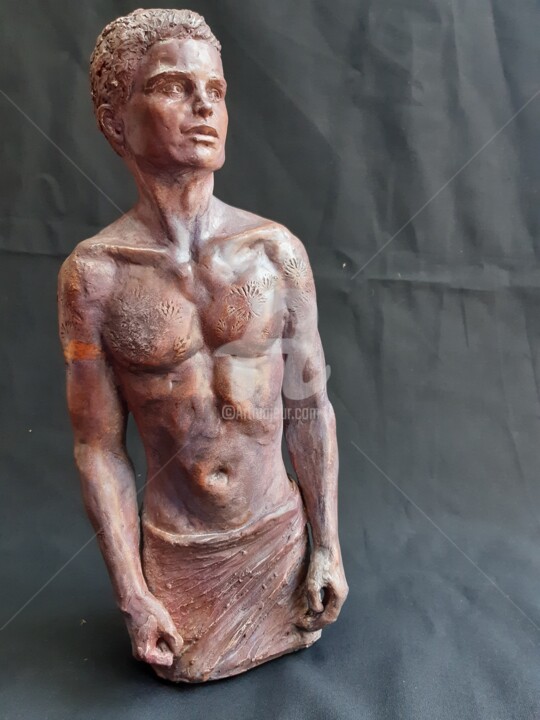 Sculpture titled "L'athlète" by Valerie Barrault, Original Artwork, Clay