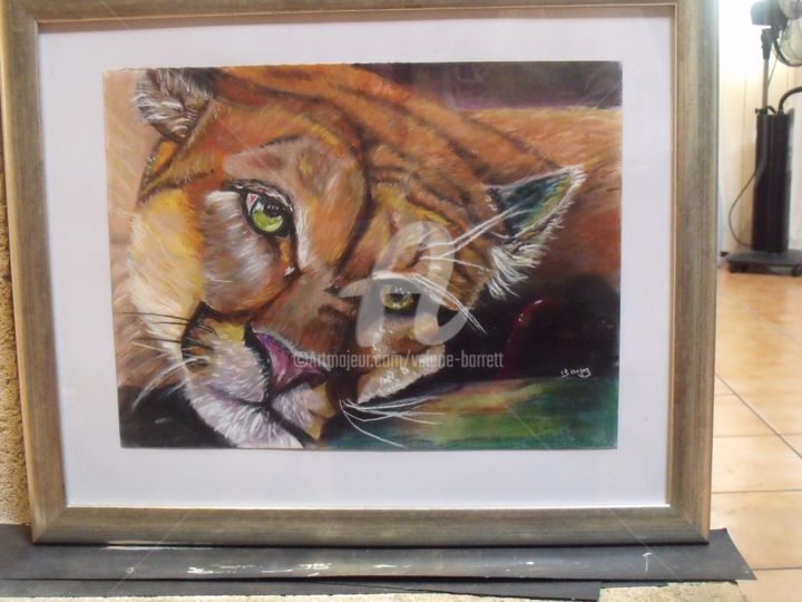 Drawing titled "Puma" by Valérie Barrett, Original Artwork, Pastel