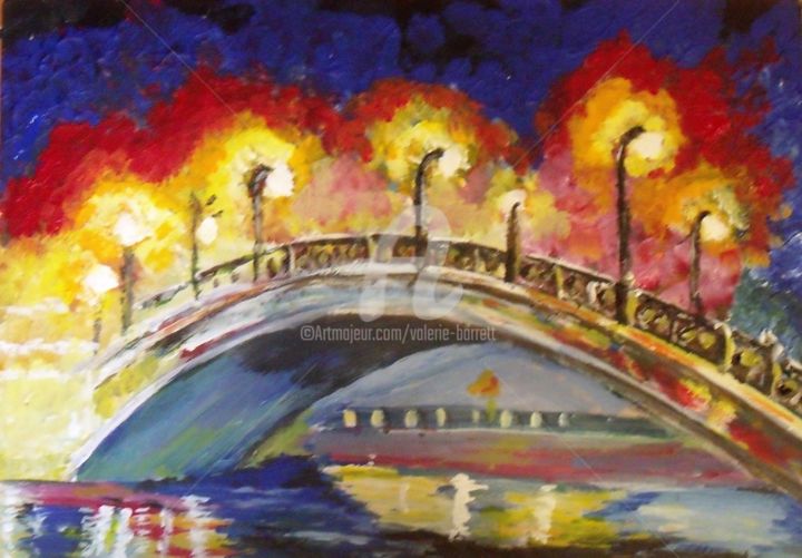 Painting titled "Pont des etoiles" by Valérie Barrett, Original Artwork, Acrylic