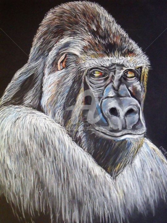 Pittura intitolato "Gorille" da Valérie Barrett, Opera d'arte originale, Pastello