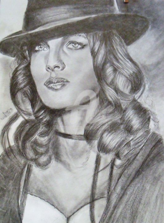 Drawing titled "Romy Schneider (201…" by Valérie Barrett, Original Artwork, Graphite Mounted on Wood Panel