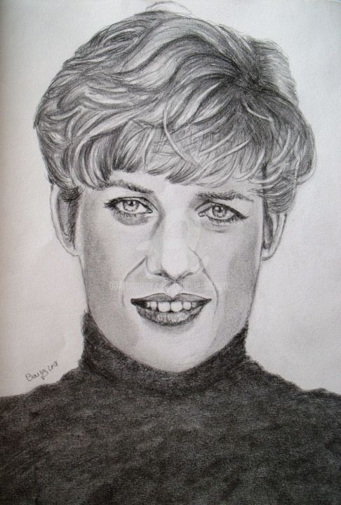 Drawing titled "Lady Diana" by Valérie Barrett, Original Artwork, Other
