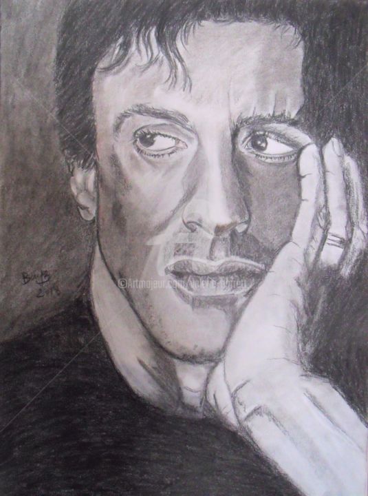 Disegno intitolato "Sylvester Stallone" da Valérie Barrett, Opera d'arte originale, Matita