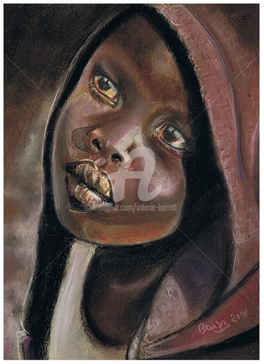 Painting titled "Innocent" by Valérie Barrett, Original Artwork, Pastel Mounted on Wood Panel