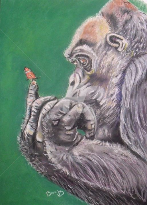 Painting titled "observation" by Valérie Barrett, Original Artwork, Pastel