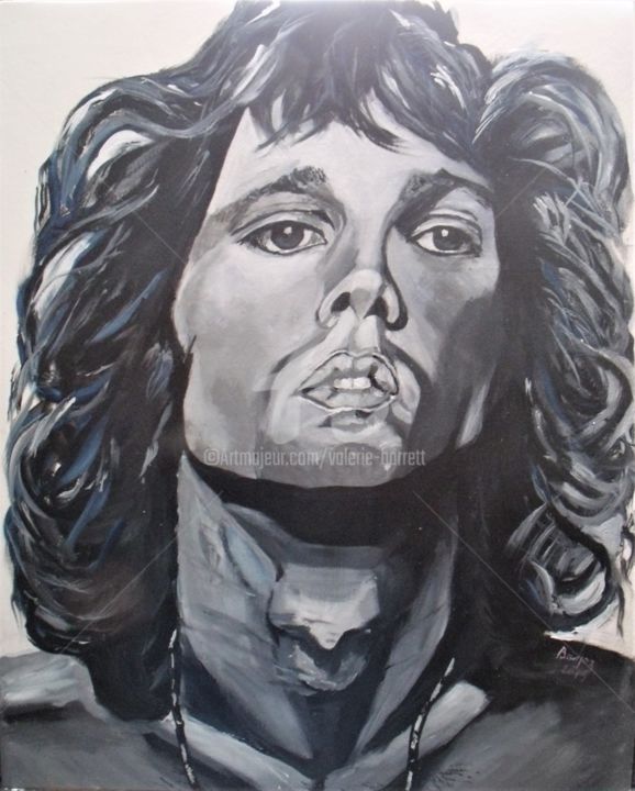 Painting titled "Jim Morrison" by Valérie Barrett, Original Artwork, Acrylic