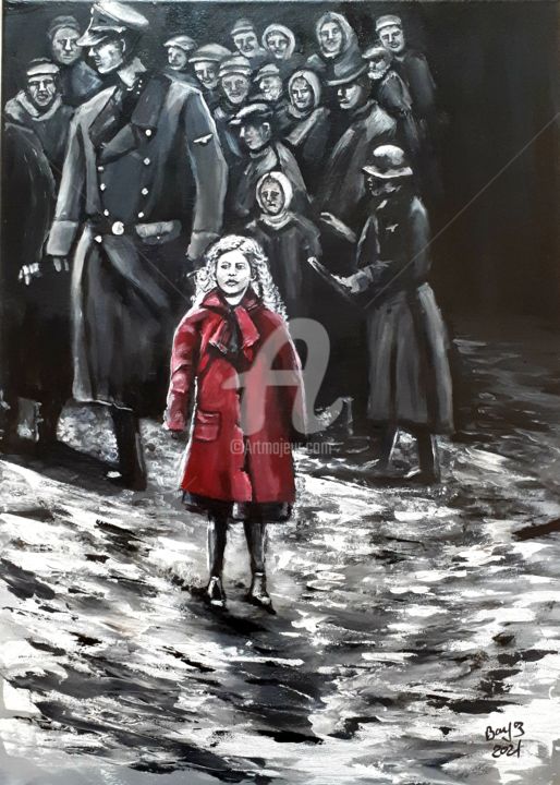 Painting titled "Schindler" by Valérie Barrett, Original Artwork, Acrylic Mounted on Wood Stretcher frame