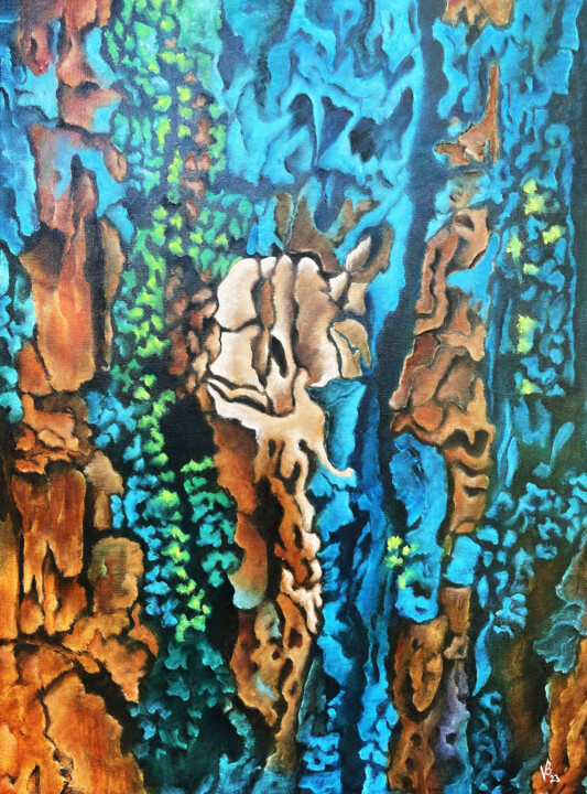 Peinture intitulée "Ecorce série 2, Poi…" par Valerie Besancon, Œuvre d'art originale, Huile Monté sur Châssis en bois