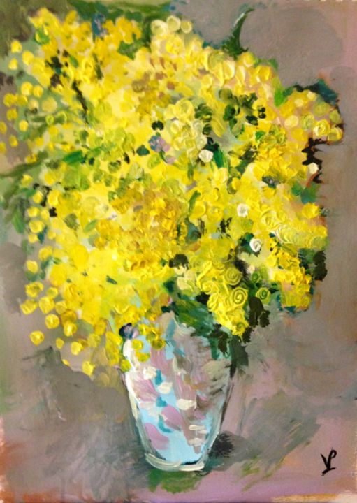 Painting titled "mimosas 2" by Valérie Blum (Valery), Original Artwork, Acrylic