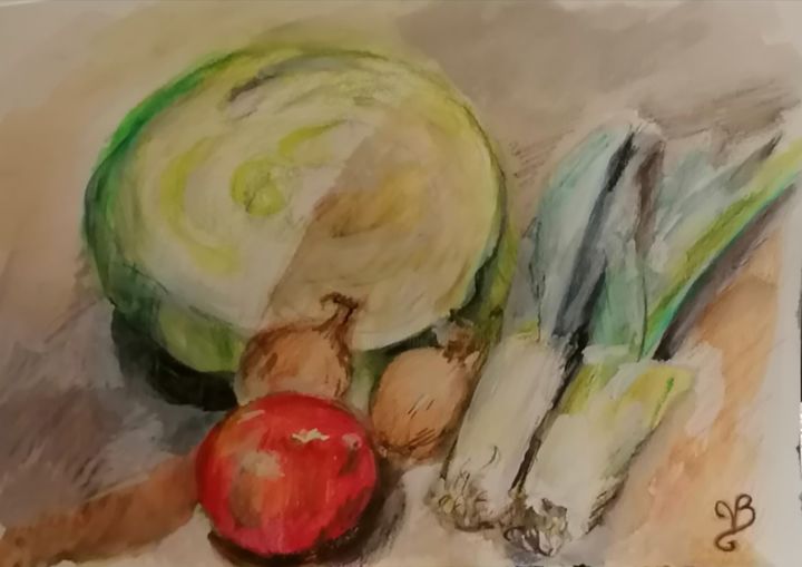 Drawing titled "Légumes" by Valérie Blum (Valery), Original Art, Pencil