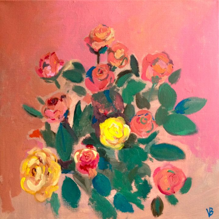 Peinture intitulée "Roséternelles" par Valérie Blum (Valery), Œuvre d'art originale, Acrylique