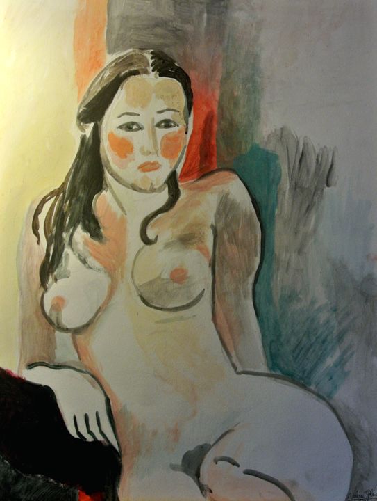 Drawing titled "Nu" by Valérie Blum (Valery), Original Art, Pencil